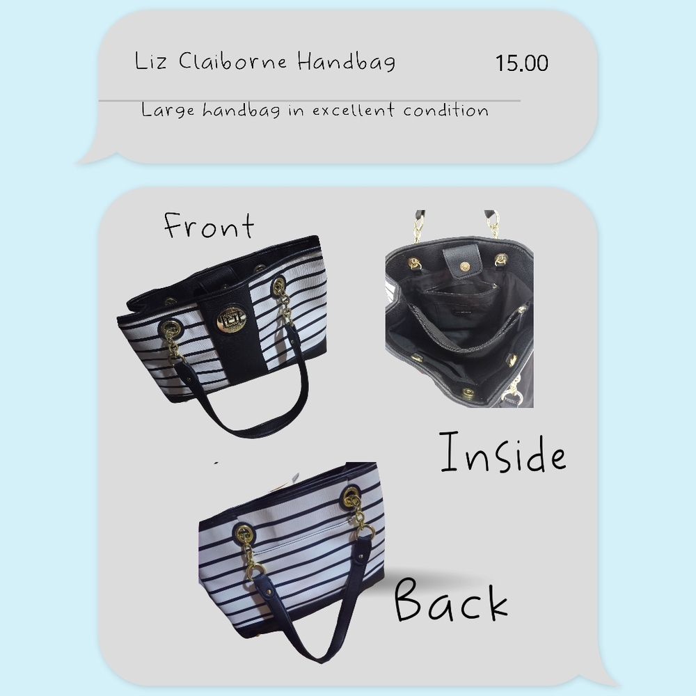 Liz Claiborne Black and White Tote Bag